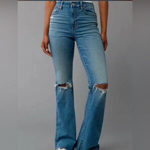 American Eagle Super Hi Rise Flare Size 16 Short raw hem